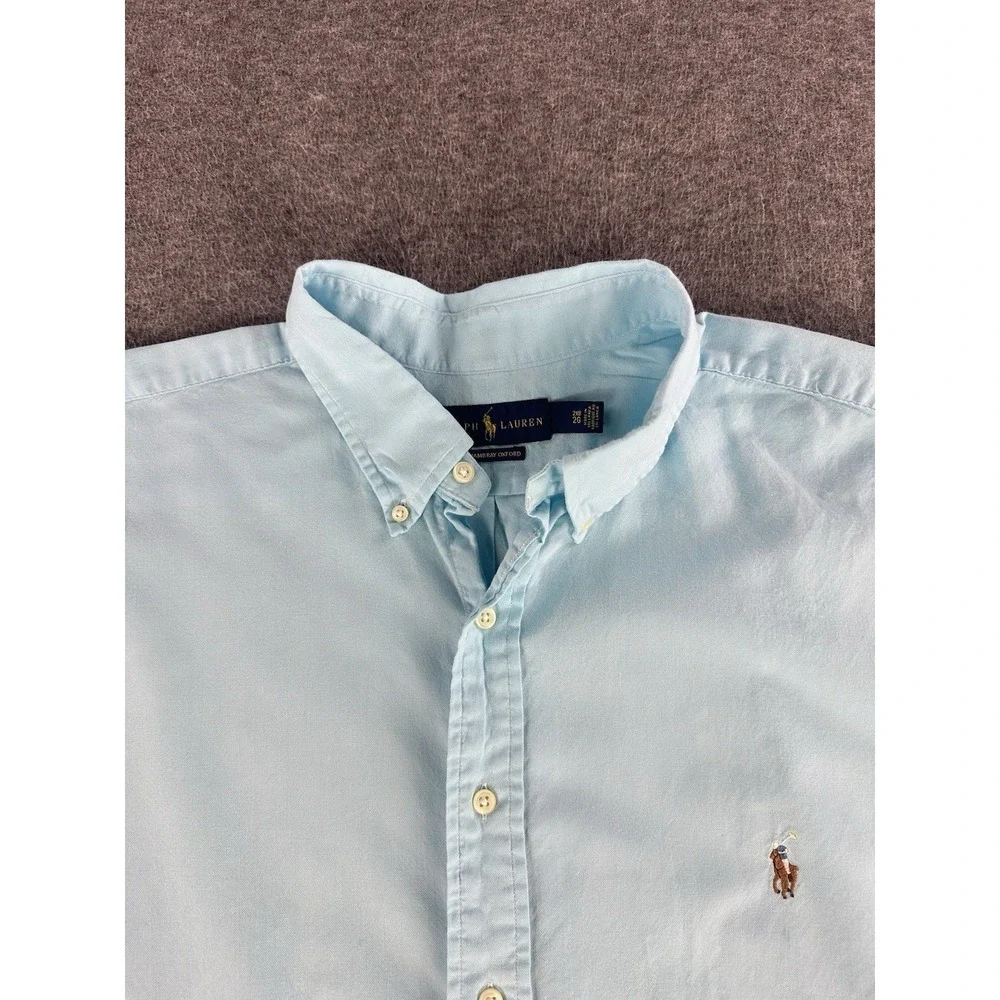 Polo Ralph Lauren Shirt Mens 2XB Blue Chambray Oxford Button Down Preppy Coastal